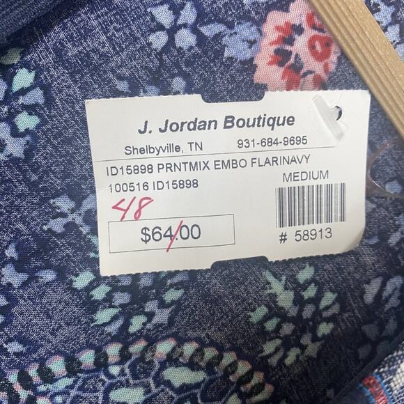 NWT Flying Tomato Dress Womens M Blue Boho Floral Bell Sleeve V-Neck Hippie 70s - Picture 6 of 6